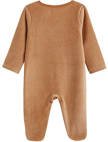 Lot de 2 pyjamas bébé en velours ouverture zippée caramel