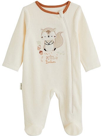 Lot de 2 pyjamas bébé en velours ouverture zippée caramel