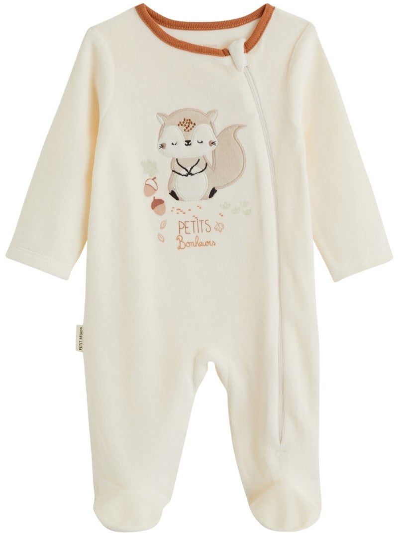 Lot de 2 pyjamas bébé en velours ouverture zippée caramel Marron - Kiabi