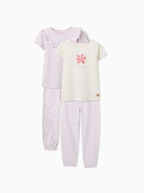 Lot de 2 pyjamas courts en coton avec imprimés floraux - Kiabi Lot de 2 pyjamas courts en coton avec imprimés floraux - Kiabi
