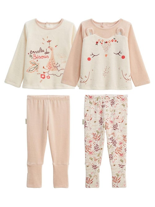 Lot de 2 pyjamas enfant 2 pièces en velours avec pieds retroussables Manouk - Kiabi Lot de 2 pyjamas enfant 2 pièces en velours avec pieds retroussables Manouk - Kiabi
