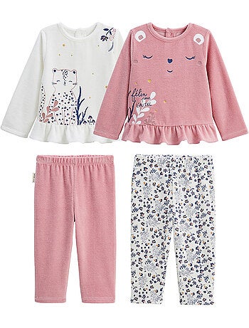 Lot de 2 pyjamas enfant 2 pièces en velours Céleste