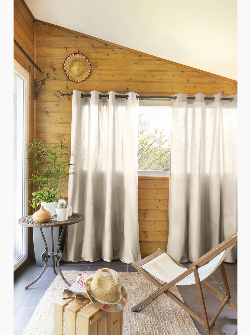 Lot de 2 rideaux 100% coton prélavé – kala Beige - Kiabi