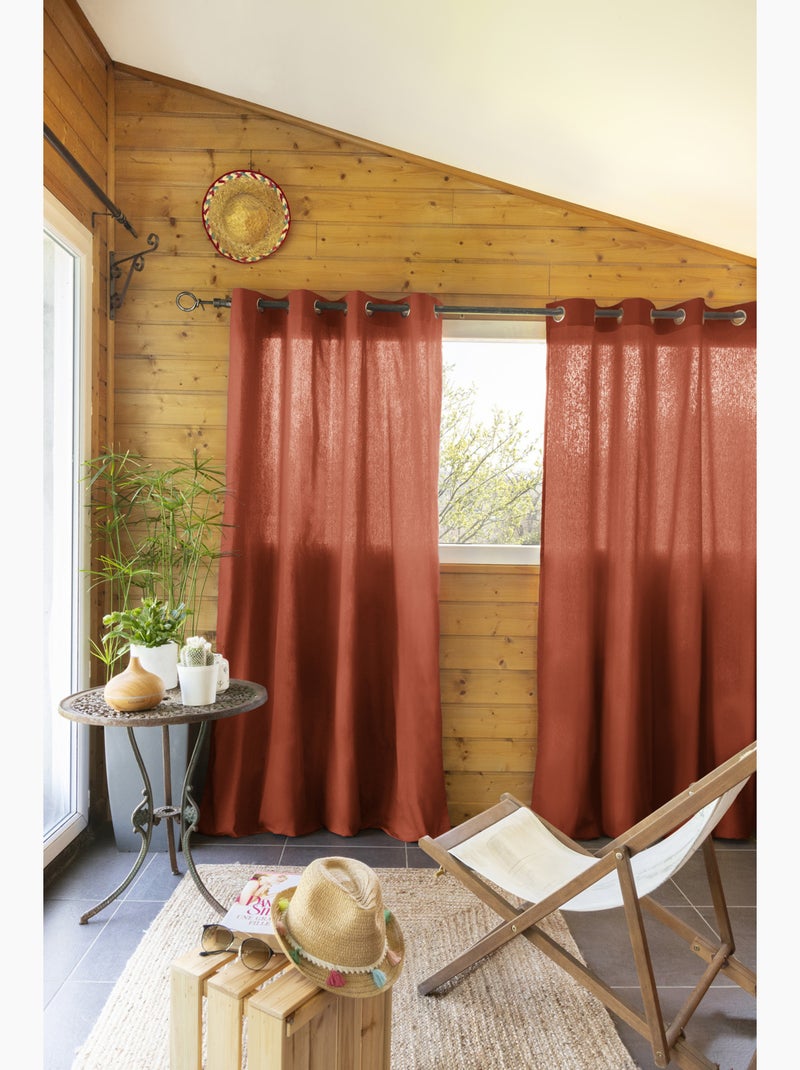 Lot de 2 rideaux 100% coton prélavé – kala Terracotta - Kiabi