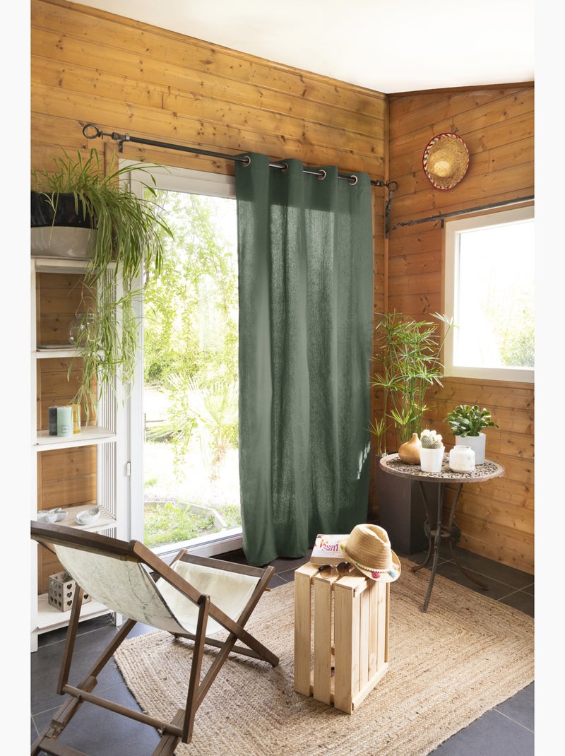 Lot de 2 rideaux 100% coton prélavé – kala Vert romarin - Kiabi