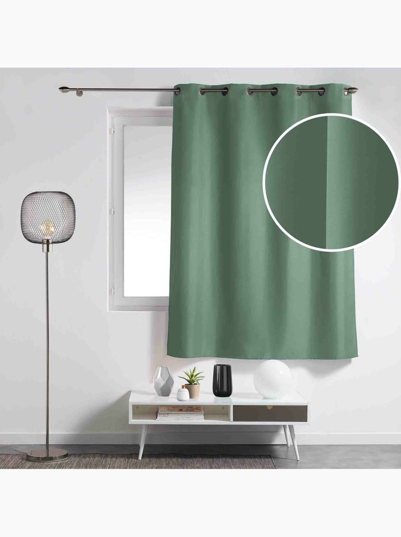 Lot de 2 rideaux à œillets petite hauteur – polyester uni epure Vert cèdre - Kiabi