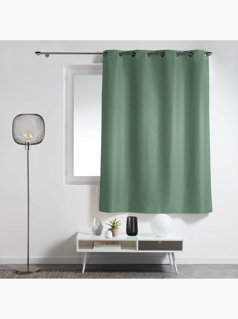 Lot de 2 rideaux à œillets petite hauteur – polyester uni epure Vert cèdre - Kiabi