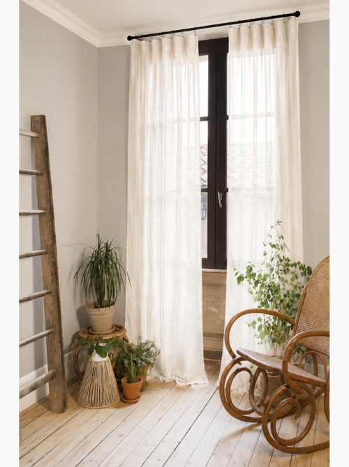 Lot de 2 rideaux gaze de coton - Kiabi Lot de 2 rideaux gaze de coton - Kiabi