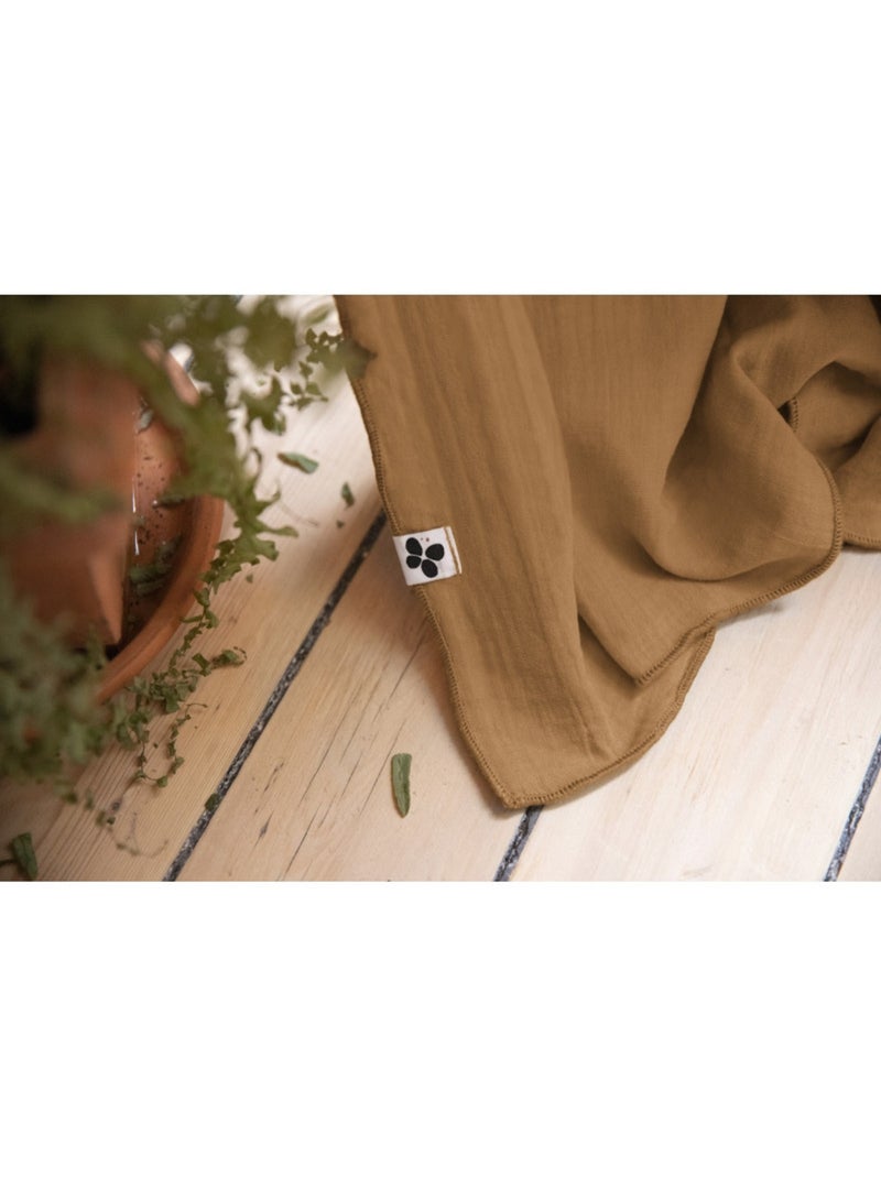 Lot de 2 rideaux gaze de coton Camel - Kiabi