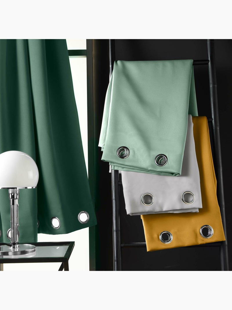 Lot de 2 rideaux occultants à œillets – uni Vert Sauge - Kiabi