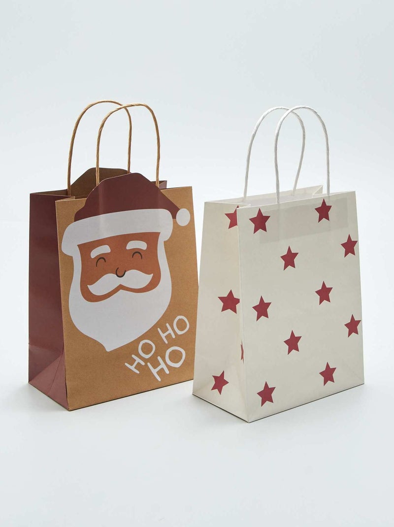 Lot de 2 sacs de Noël Marron 'Père Noël" - Kiabi