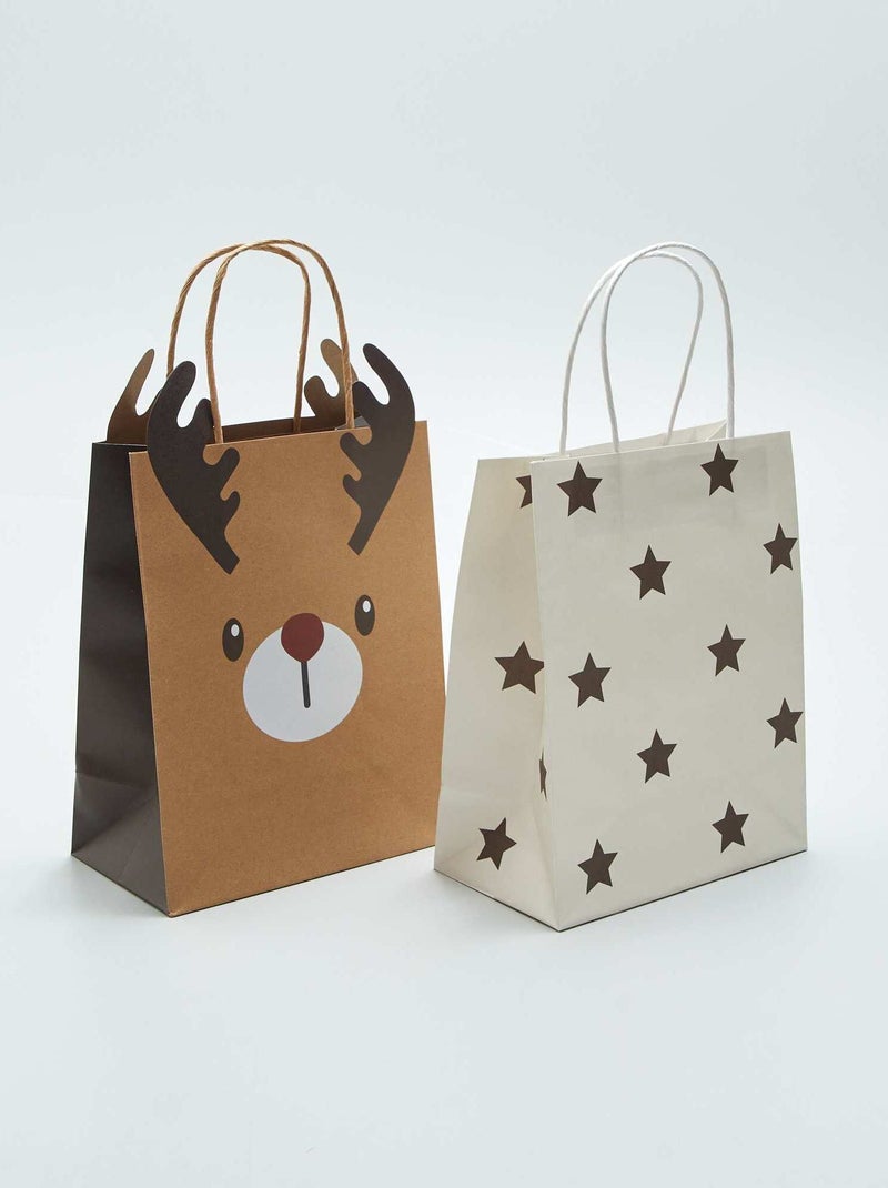 Lot de 2 sacs de Noël Marron 'renne' - Kiabi