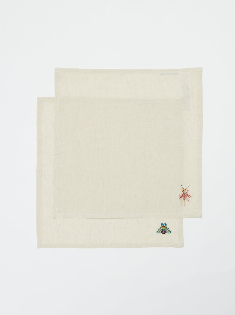 Lot de 2 serviettes brodées (40x40 cm) - Kiabi Home Beige - Kiabi