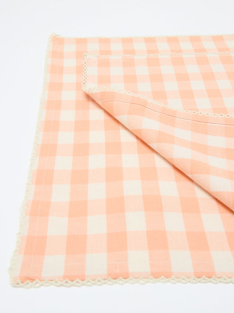 Lot de 2 serviettes de table à carreaux Orange - Kiabi
