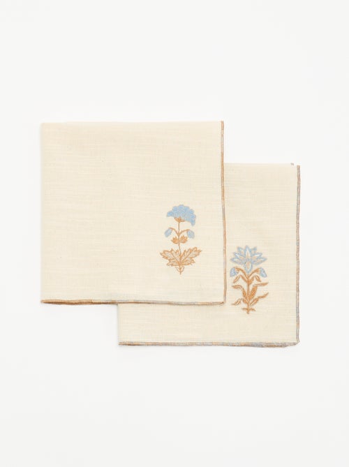 Lot de 2 serviettes de table brodées - Kiabi Lot de 2 serviettes de table brodées - Kiabi