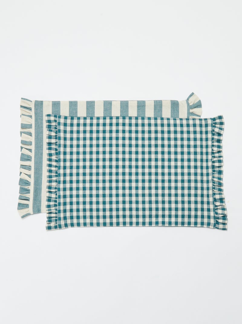 Lot de 2 sets de table (32x45 cm) à volants BLEU - Kiabi