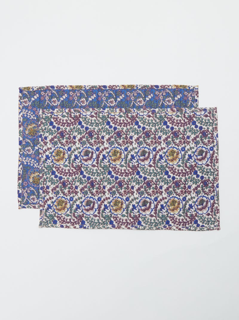 Lot de 2 sets de table fleuris (32x45 cm) BLEU - Kiabi