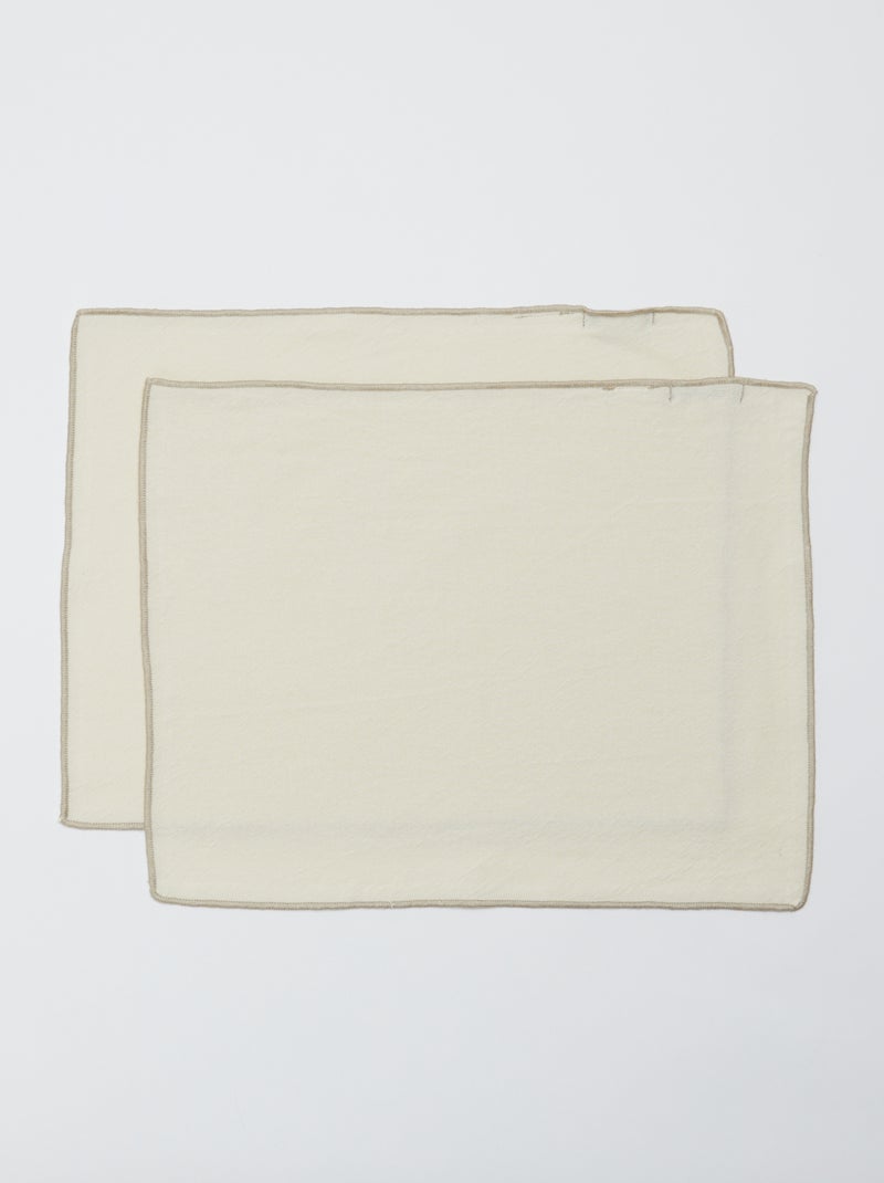 Lot de 2 sets de table/serviettes unis 2 en 1 (32x40 cm) - Kiabi Home Blanc - Kiabi