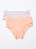 Lot de 2 shorties côtelés Corail/violet - Kiabi