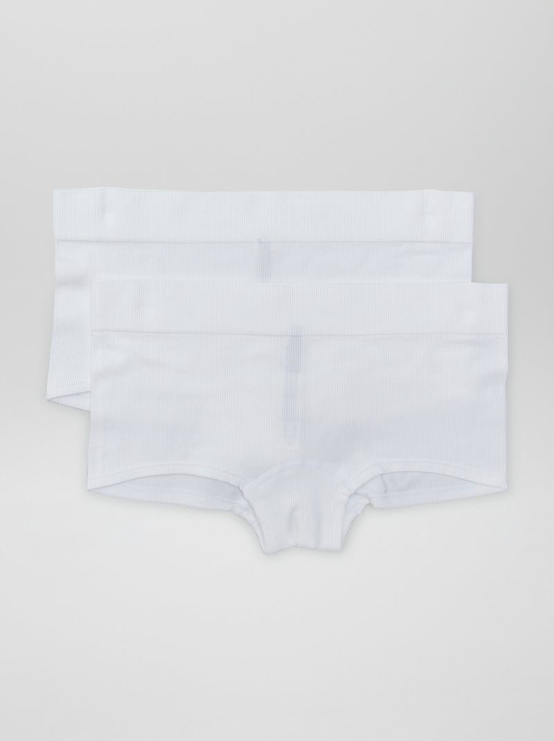 Lot de 2 shorties fines côtes Blanc - Kiabi