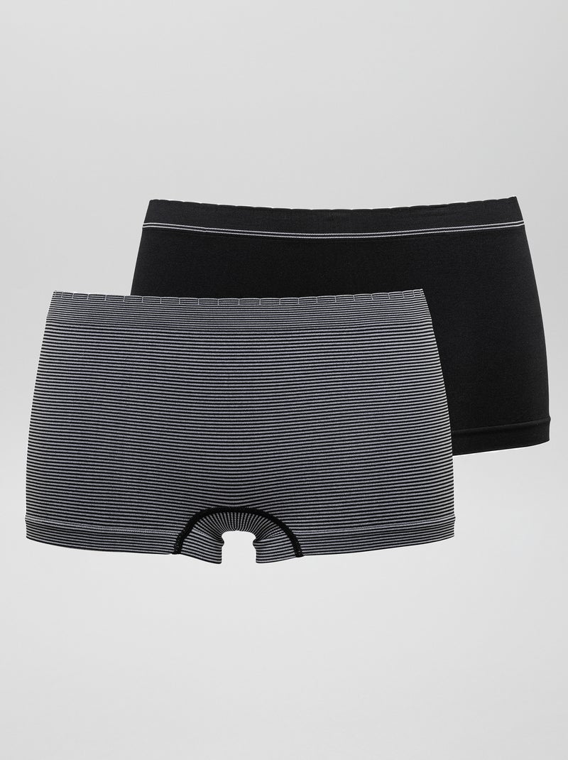 Lot de 2 shorties sans coutures 'Billet Doux' noir/gris - Kiabi