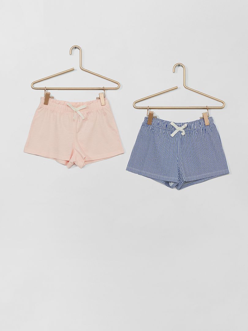 Lot de 2 shorts bleu/rose - Kiabi