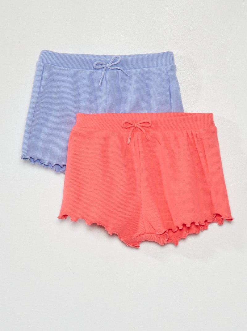 Lot de 2 shorts côtelé à bord ondulé rose/violet - Kiabi