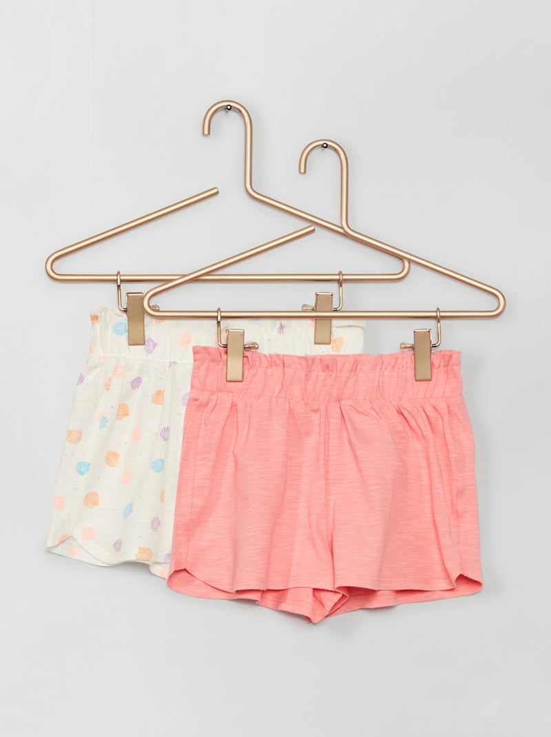 Lot de 2 shorts en jersey Rose/blanc - Kiabi