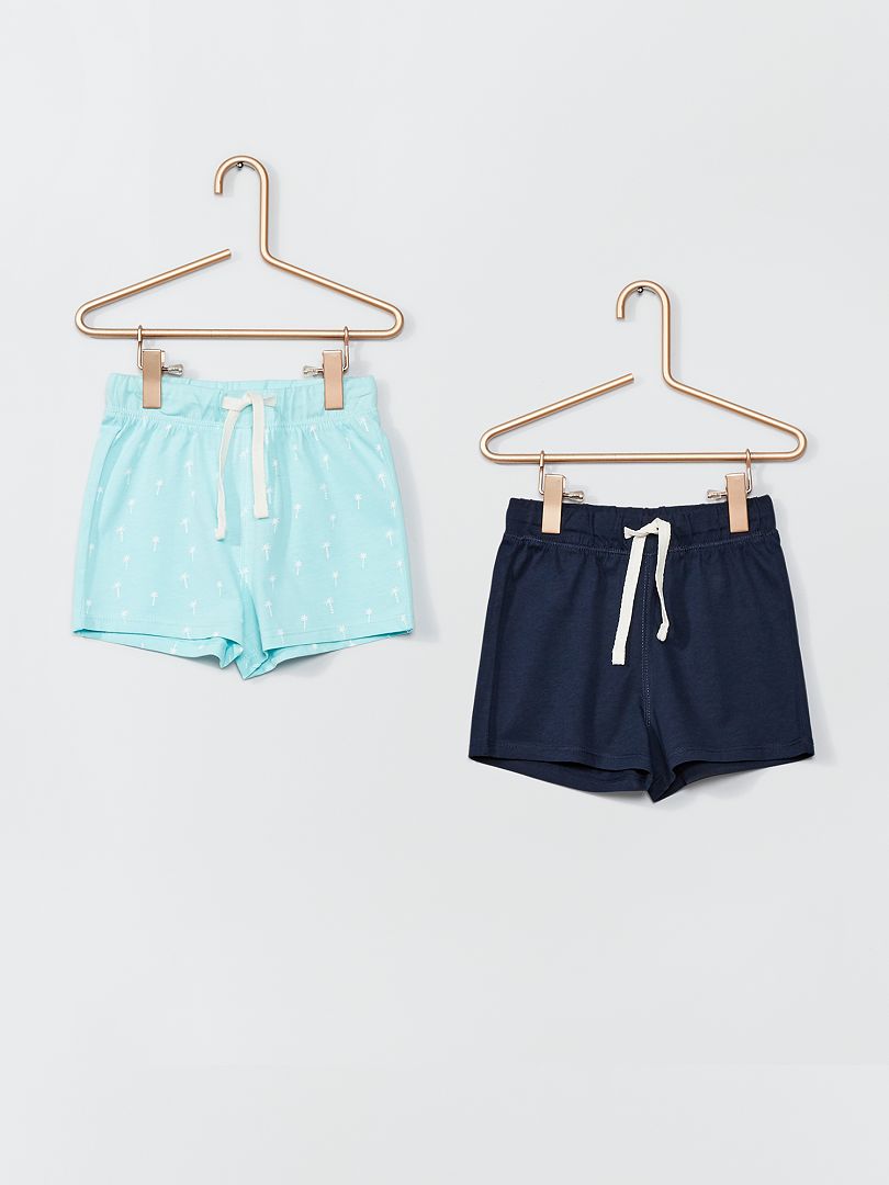 Lot de 2 shorts en maille bleu marine/vert pâle - Kiabi