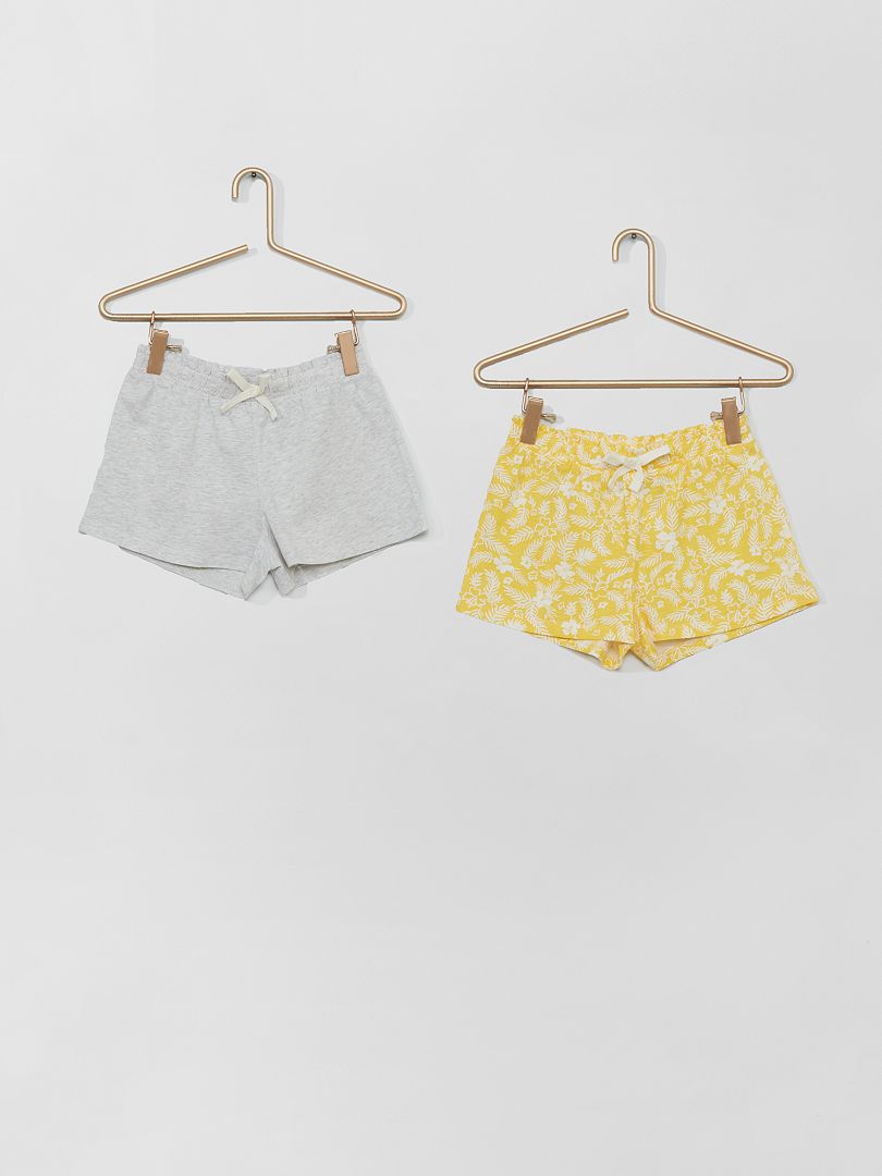 Lot de 2 shorts jaune/gris - Kiabi
