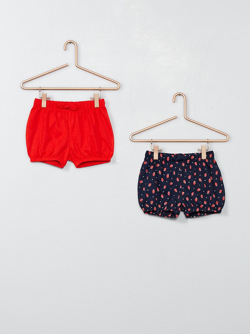 Lot de 2 shorts rouge/marine - Kiabi
