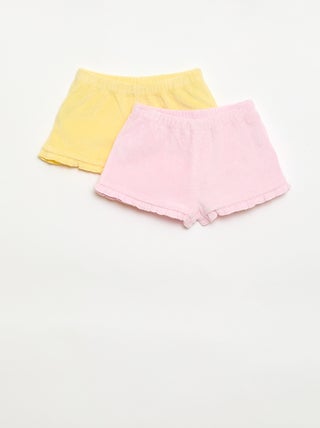 Lot de 2 shorts unis à volants en éponge