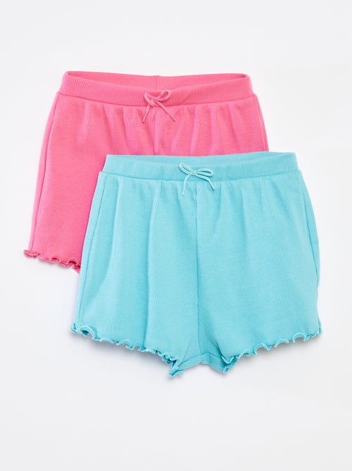 Lot de 2 shorts unis en maille côtelée - Kiabi