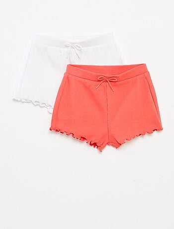 Lot de 2 shorts unis en maille côtelée