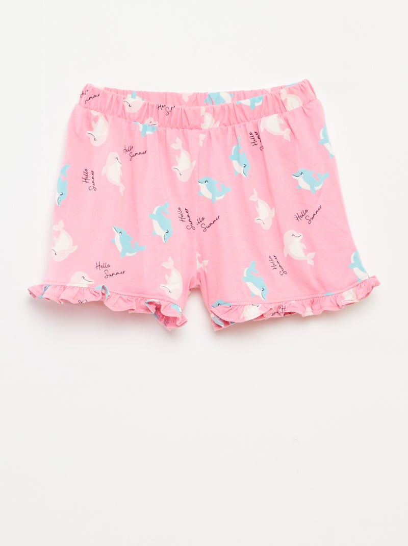 Lot de 2 shorts volantés Rose/Vert - Kiabi