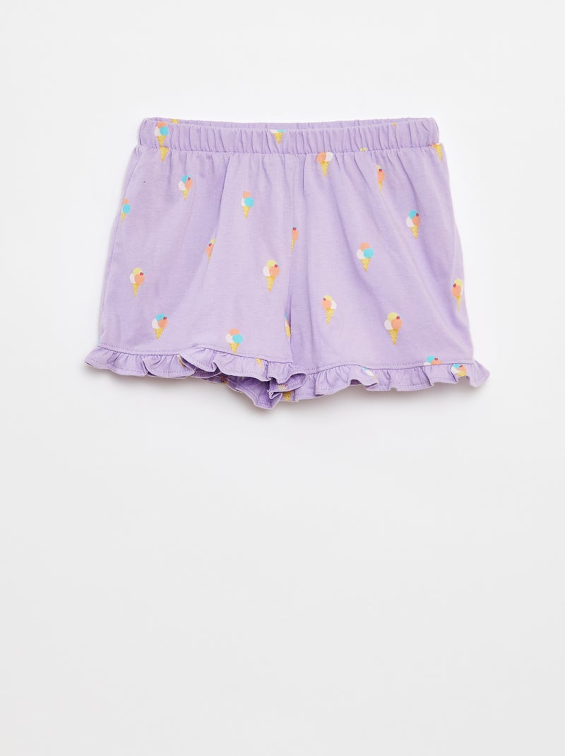 Lot de 2 shorts volantés Violet/Jaune - Kiabi