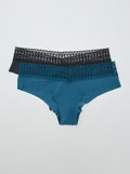 Lot de 2 shorty avec dentelle Bleu marine/noir - Kiabi