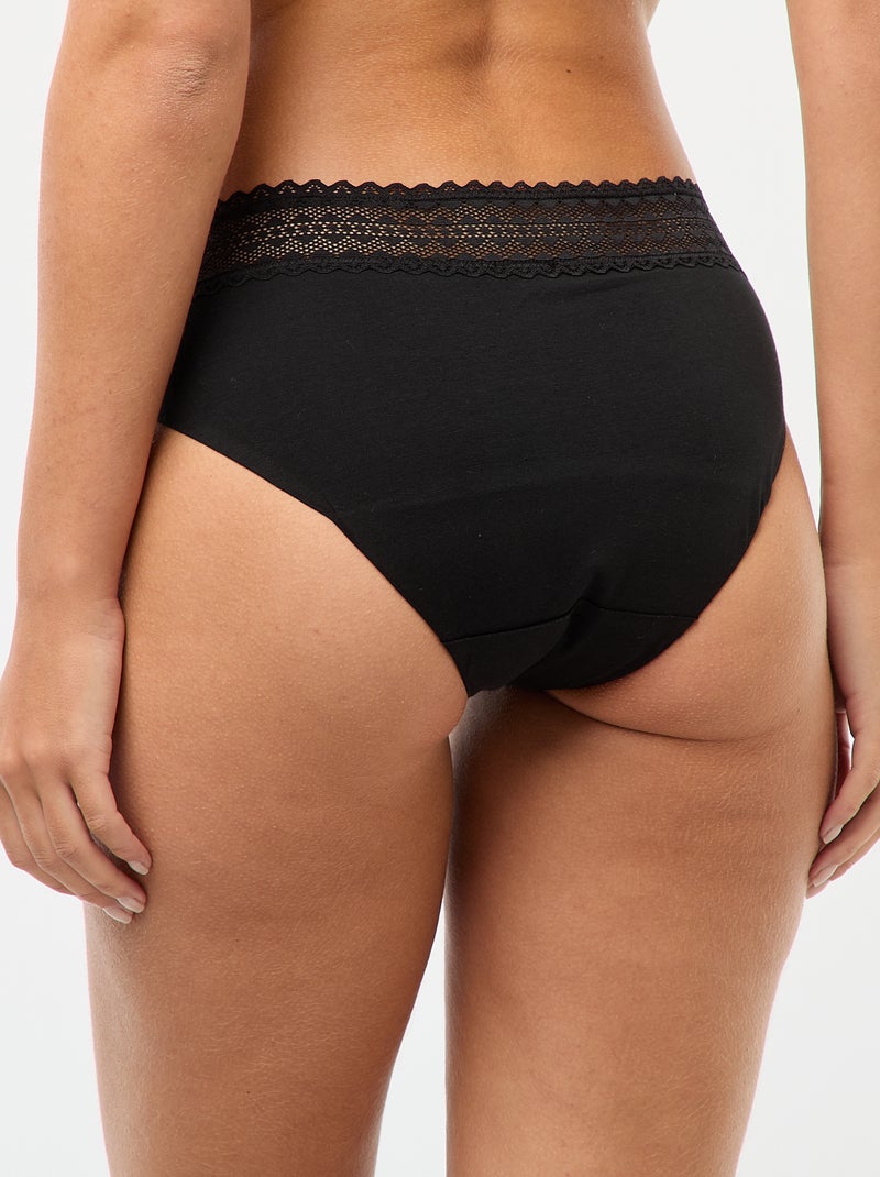 Lot de 2 shortys menstruels flux léger Noir - Kiabi