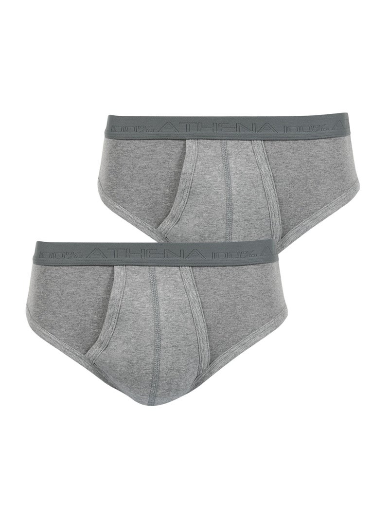 Lot de 2 slips taille haute ouverts homme coton bio athena Gris - Kiabi
