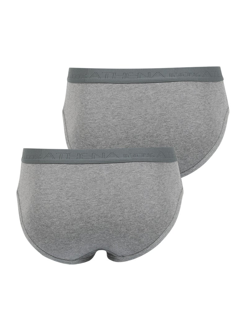 Lot de 2 slips taille haute ouverts homme coton bio athena Gris - Kiabi