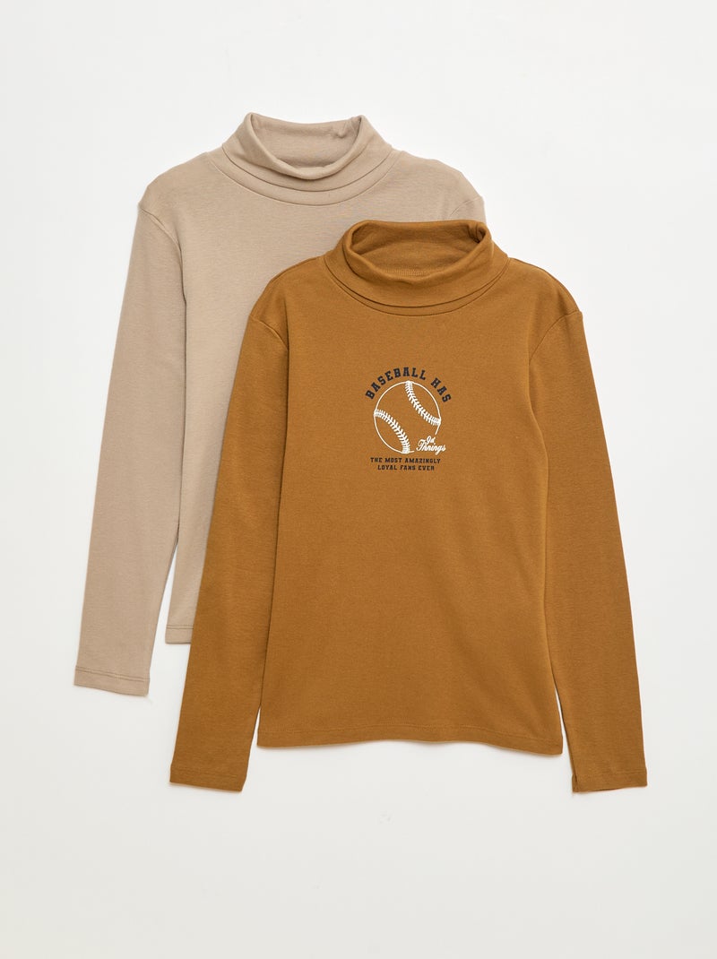 Lot de 2 sous-pull à col montant Jaune - Kiabi