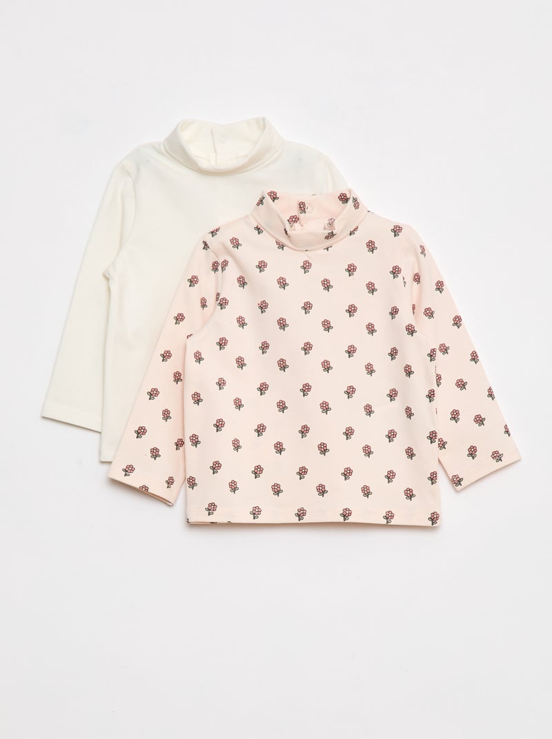 Lot de 2 sous-pull col roulé Rose - Kiabi