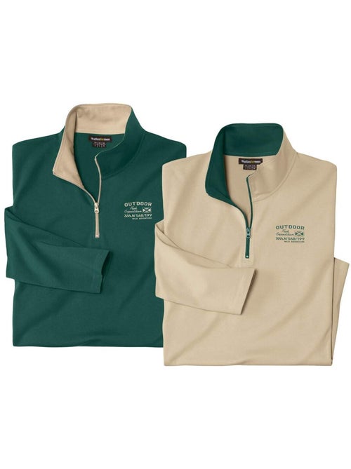 Lot de 2 sous-pulls col zippé outdoor   - atlas for men - Kiabi