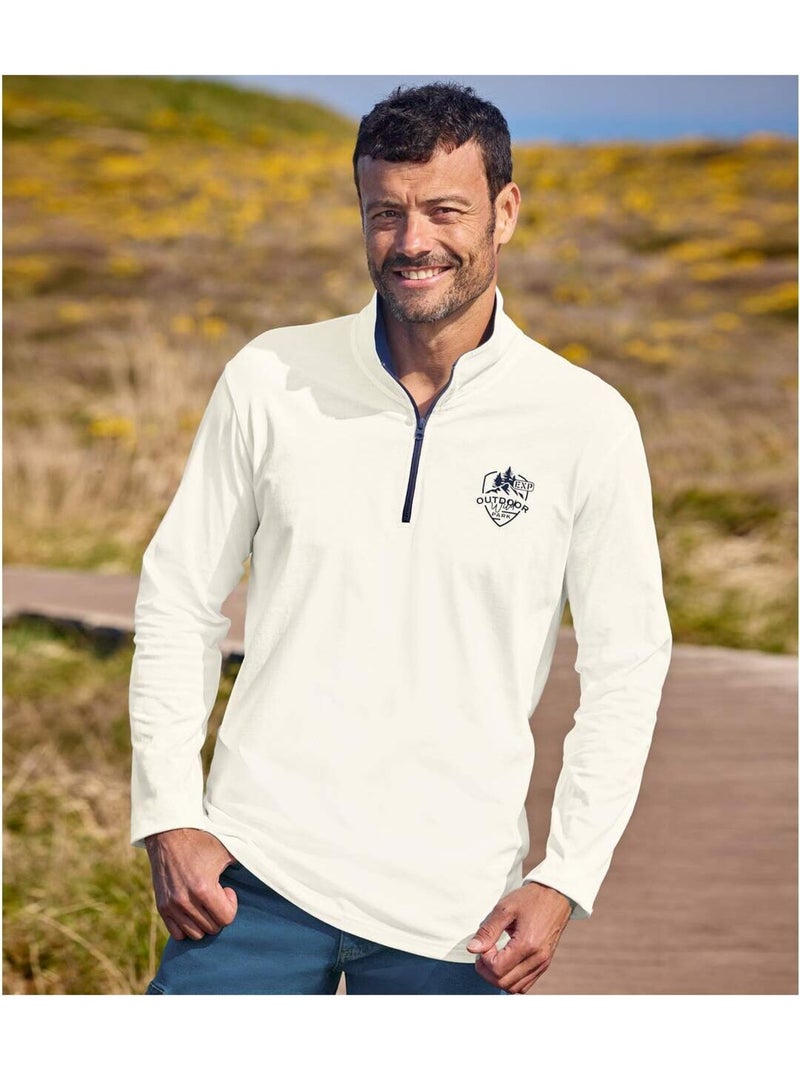 Lot de 2 sous-pulls coton col zippés   - atlas for men Blanc Bleu - Kiabi