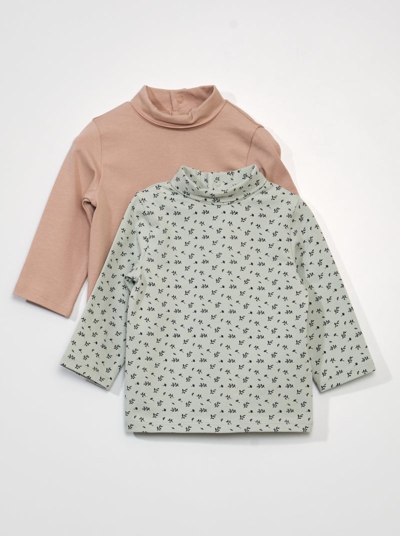 Lot de 2 sous-pulls Rose/fleuri - Kiabi