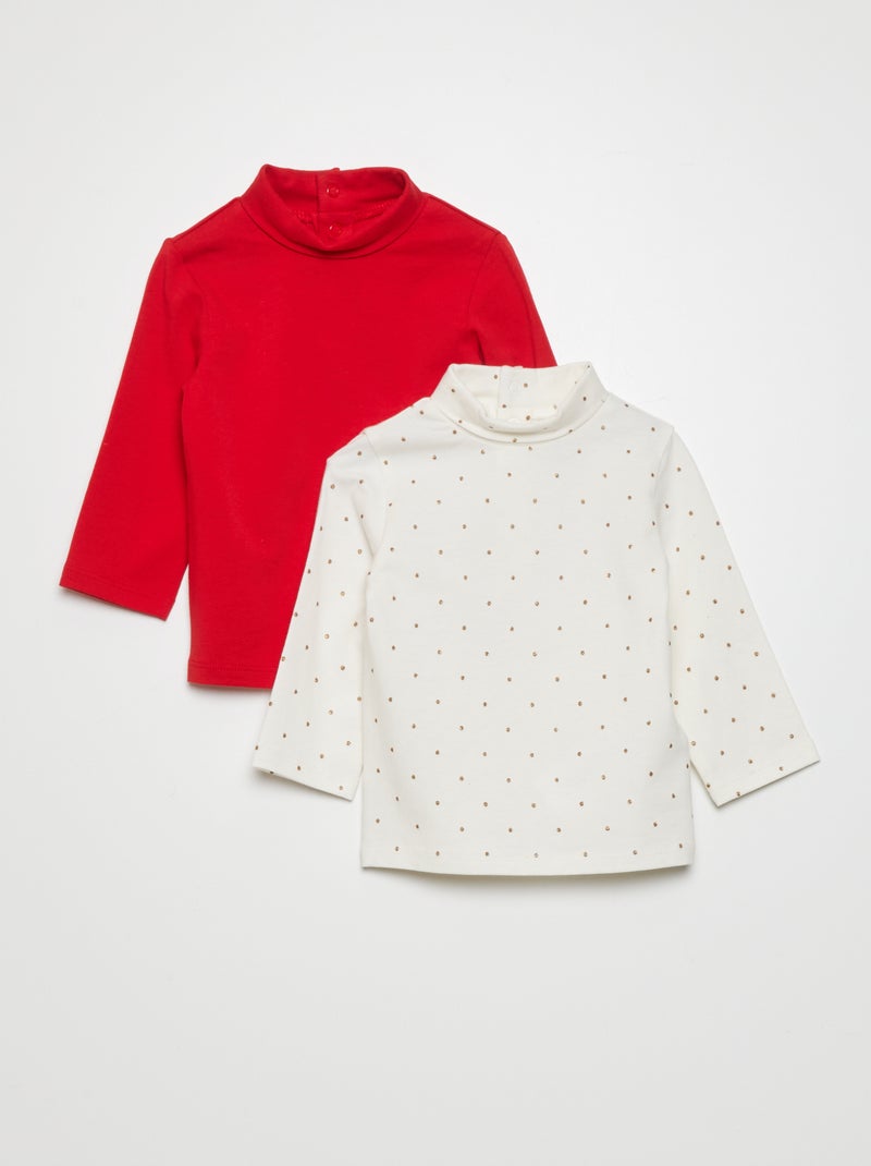 Lot de 2 sous-pulls Rouge/pois - Kiabi