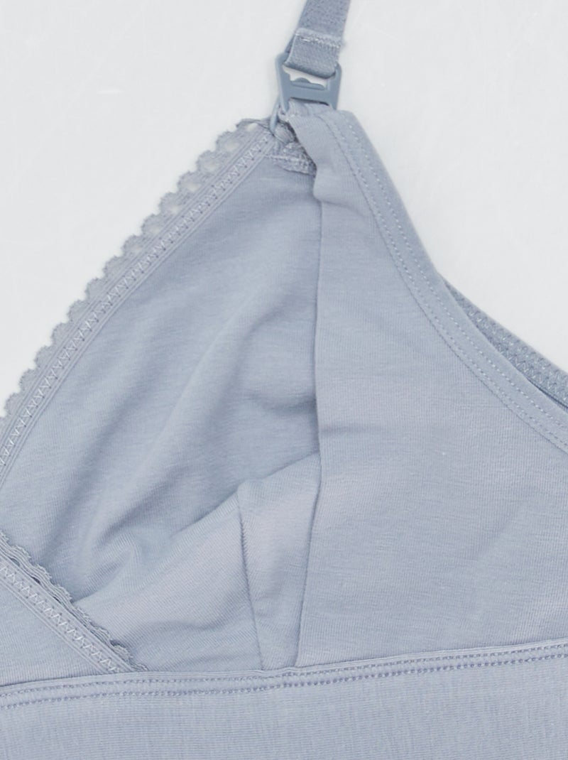 Lot de 2 soutiens-gorge d'allaitement en coton Bleu - Kiabi
