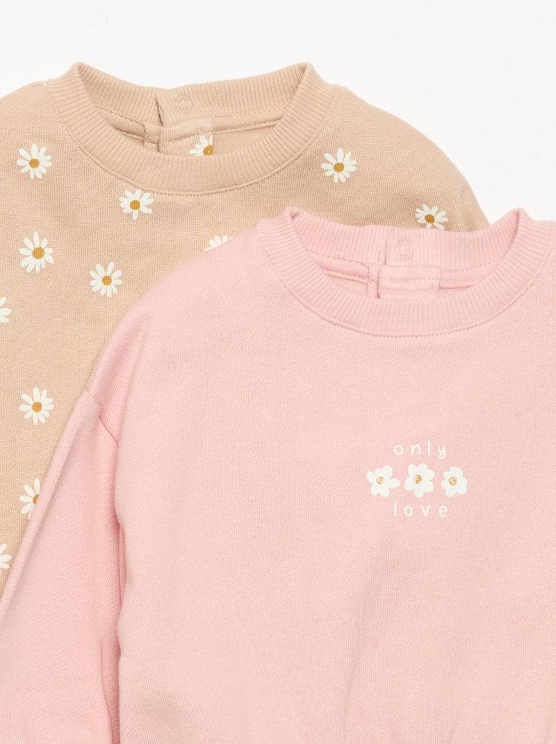 Lot de 2 sweat-shirts imprimés Beige - Kiabi