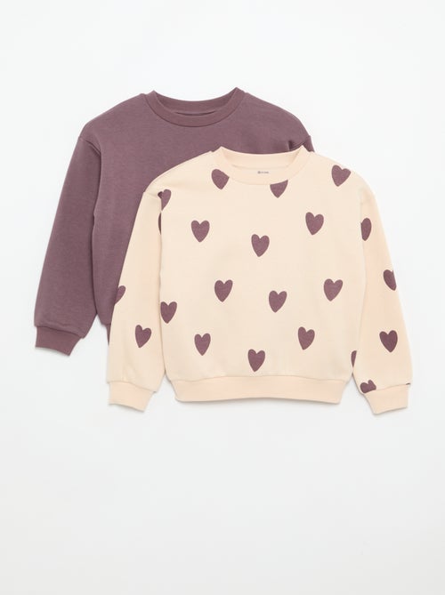 Lot de 2 sweats : 1 uni et 1 imprimé all over - Kiabi