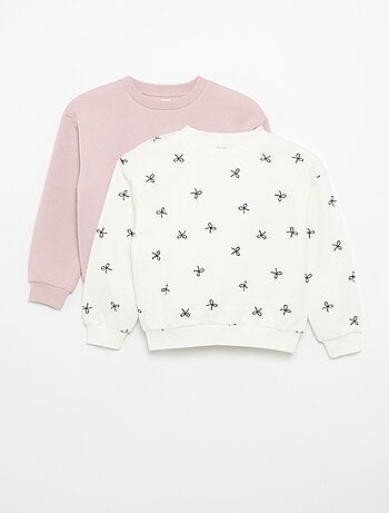 Lot de 2 sweats : 1 uni et 1 imprimé all over